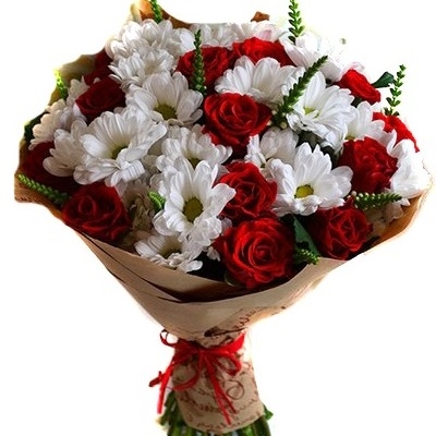 Букет из роз и хризантем "Вивьен" с доставкой по Челябинску